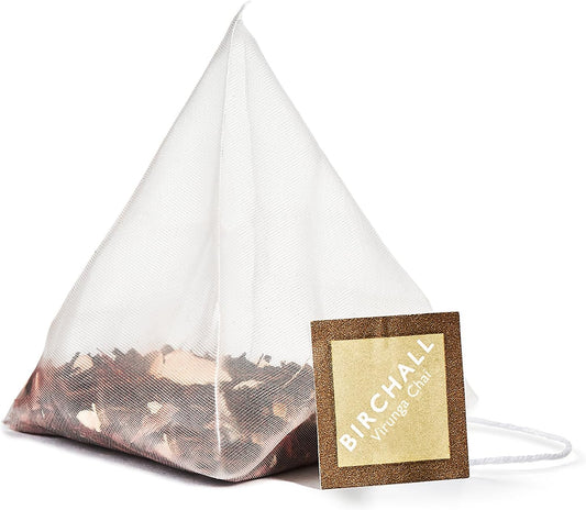 Birchall Tea Bags, Virunga Chai, Spiced Black Tea Bursting With Spicy Flavors, Gift For Tea Lovers, 1 Pack Of 15 Plant Based Prism Tea Bags