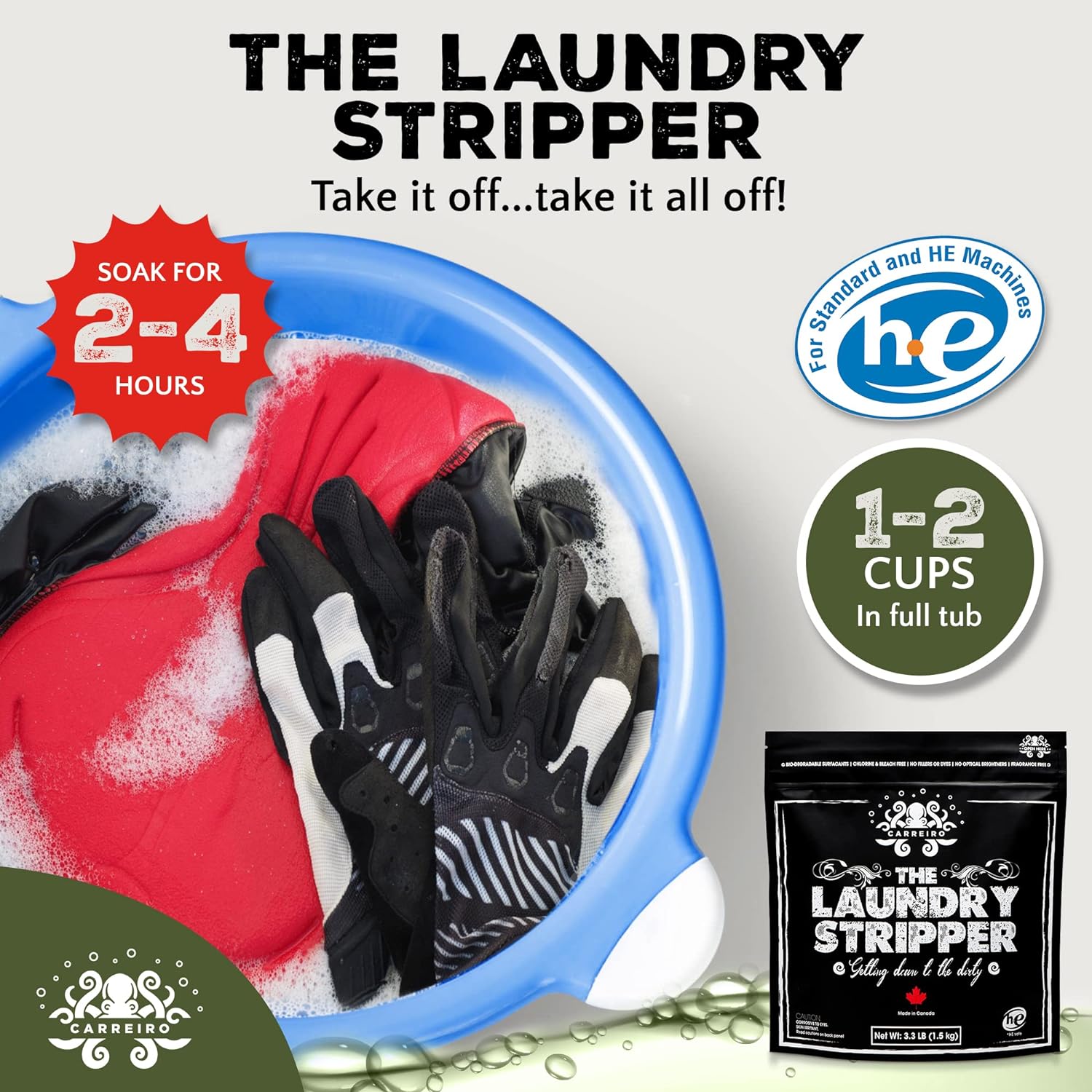 Carreiro Clean The Laundry Stripper - All-In-One! Dirt and Build-up Remover, Odor Eliminator, Laundry treatment. The One and Only All-in-One Laundry Stripper.… : Health & Household