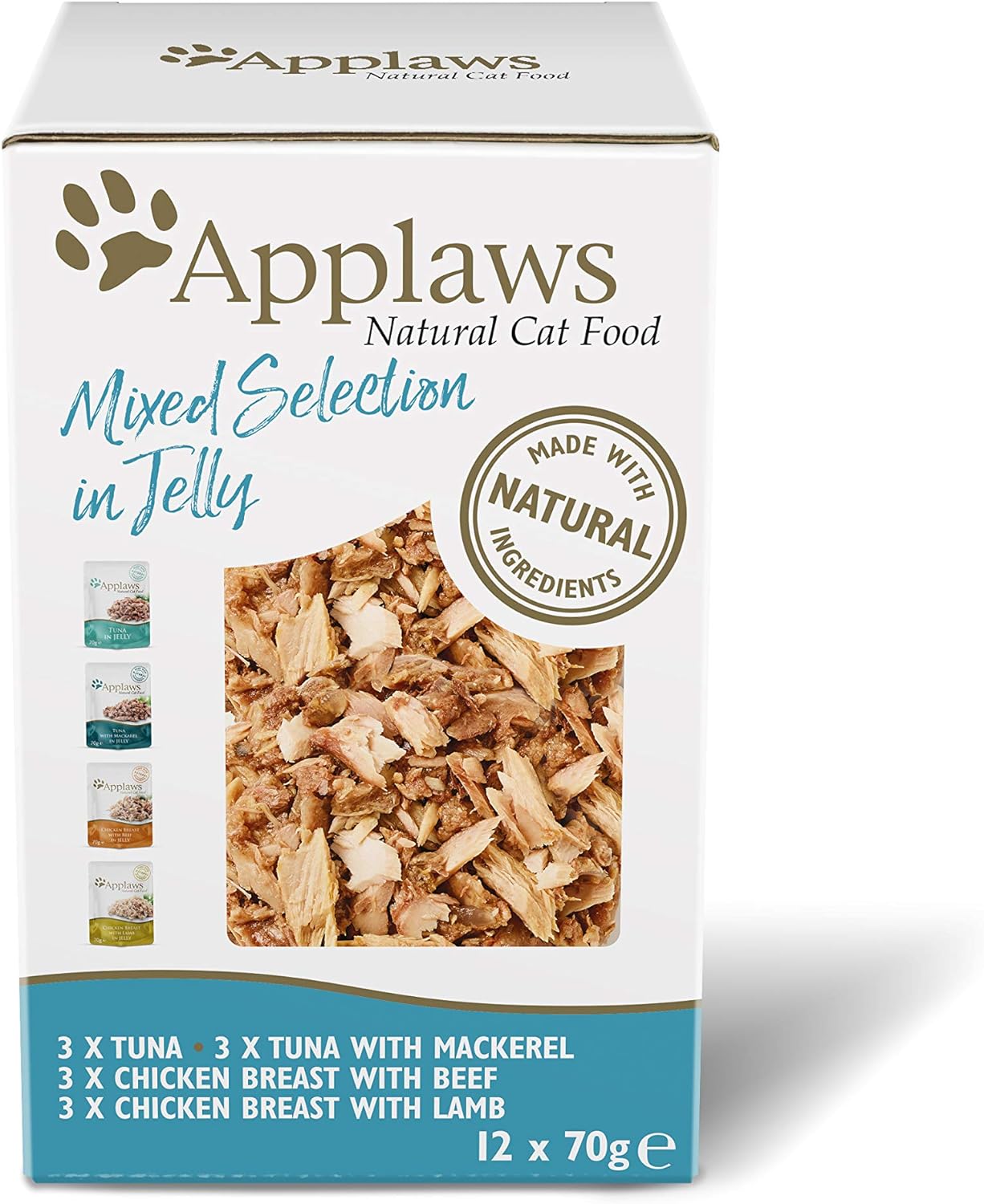 Applaws 100% Natural Wet Cat Food, Multipack Fish and Chicken Selection in Jelly 70 g Pouch (Pack of 12 Pouches)?6761132