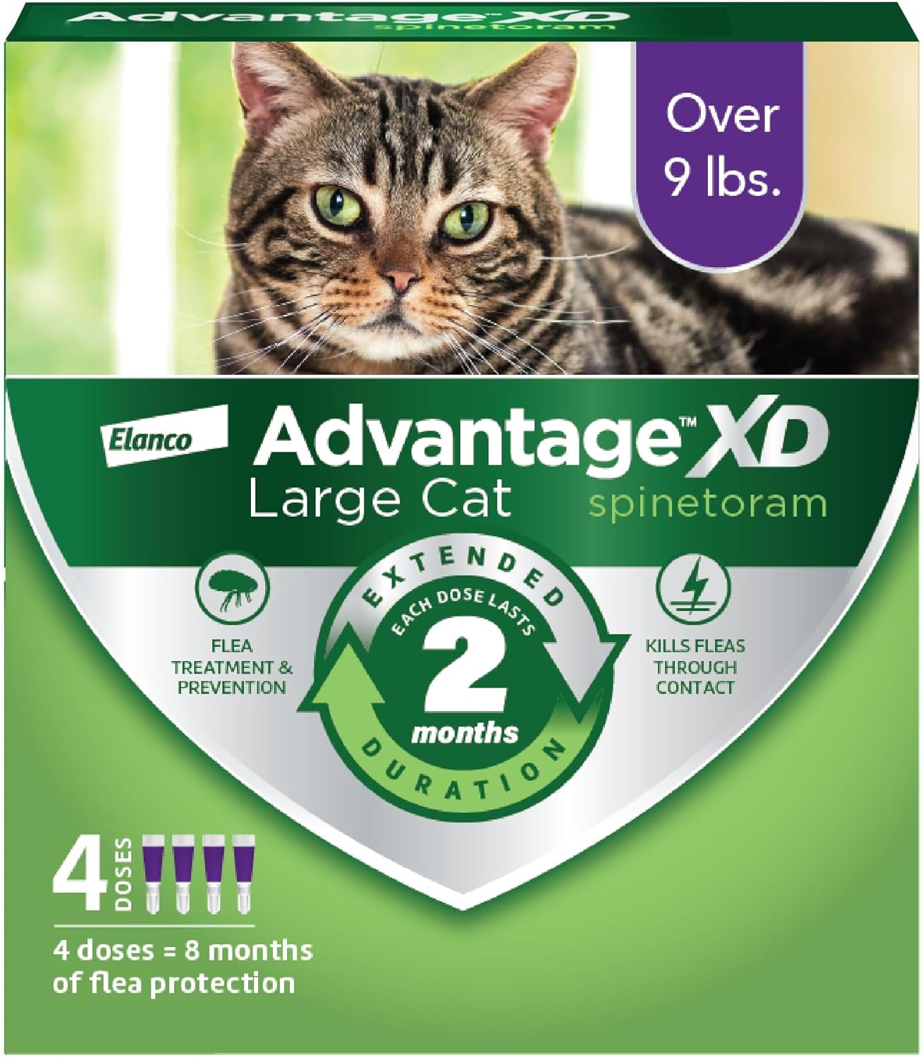 Advantage Xd Large Cat Flea Prevention & Treatment For Cats Over 9Lbs. | 4-Topical Doses, 2-Months Of Protection Per Dose