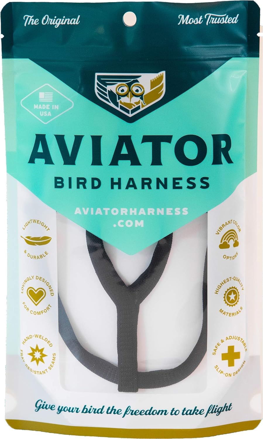 The AVIATOR Pet Bird Harness and Leash: Medium Black?AM