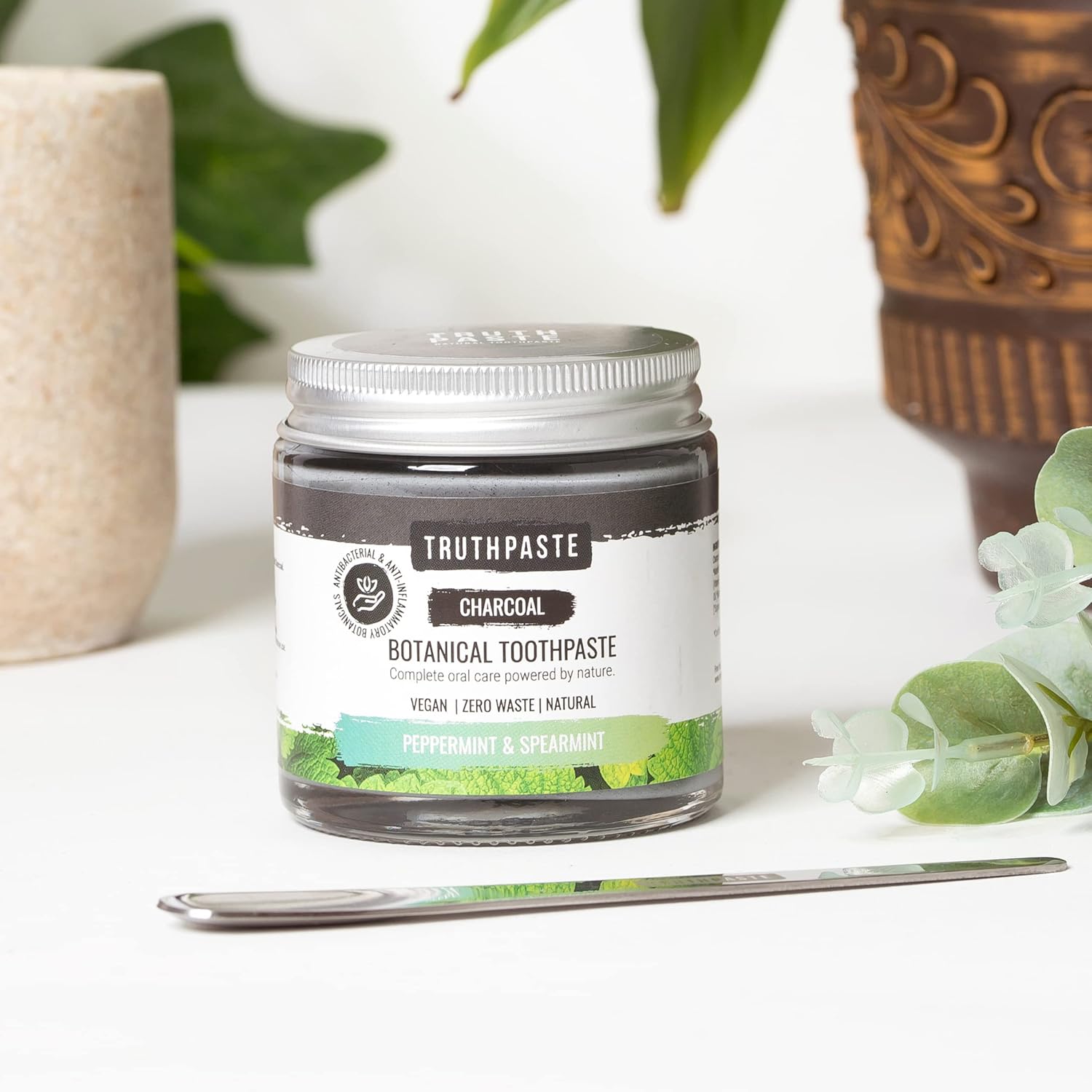 TRUTHPASTE Charcoal Whitening Natural Zero Waste Toothpaste - Peppermint & Spearmint 100ml Eco Friendly & Plastic Free with Coconut & Aloe Vera. Fluoride & SLS Free. Suitable for Sensitive Teeth : Amazon.co.uk: Health & Personal Care