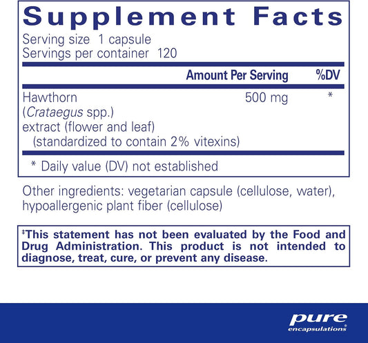 Pure Encapsulations Hawthorn Extract | Crataegus Oxyacantha Hypoallergenic Supplement For Cardiovascular System Support | 120 Capsules