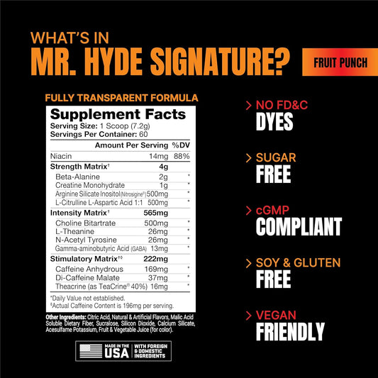 Prosupps Mr. Hyde Signature Series Pre-Workout Energy Drink – Intense Sustained Energy, Focus & Pumps With Beta Alanine, Creatine, Nitrosigine & Teacrine (60 Servings Fruit Punch)