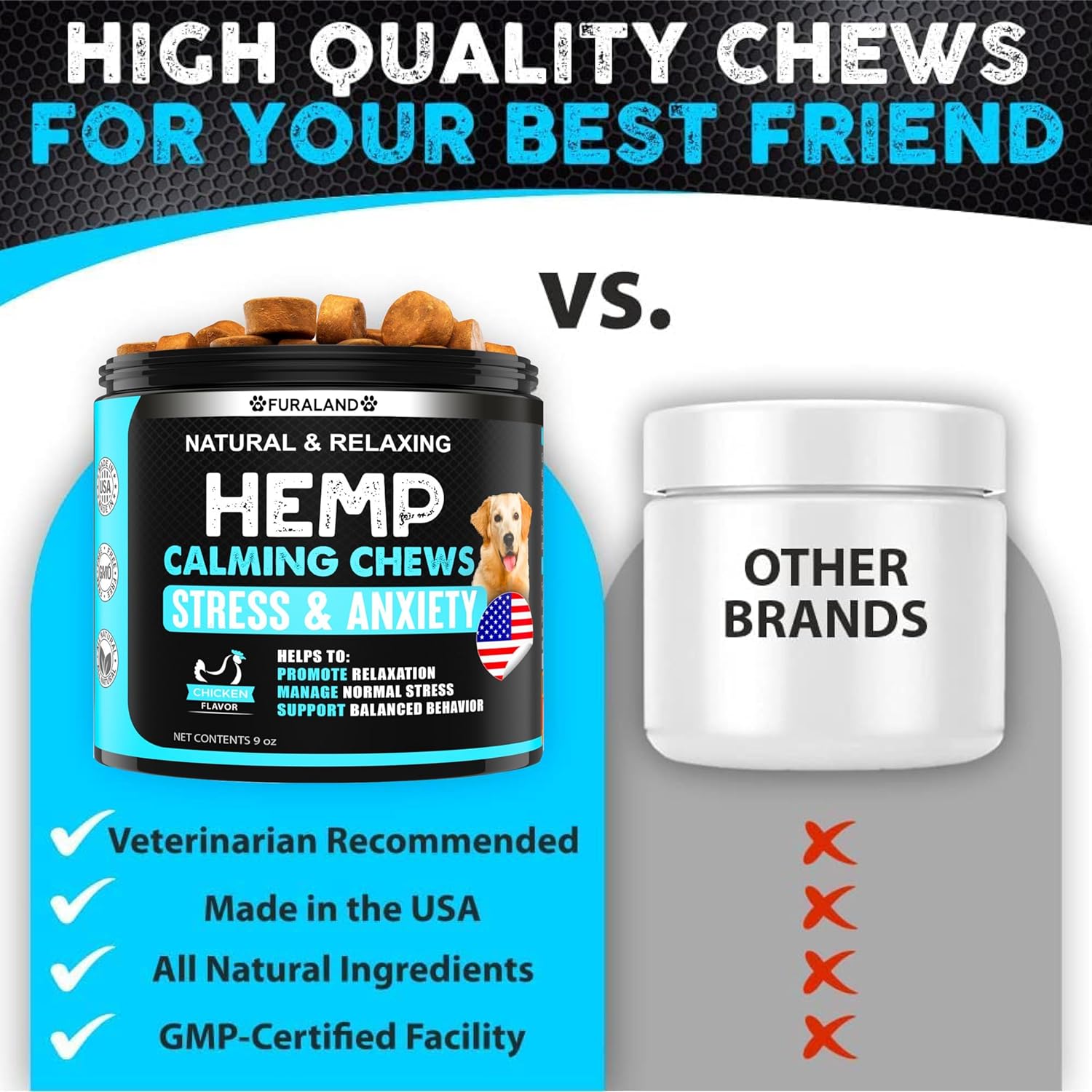 Hemp Calming Chews for Dogs with Anxiety and Stress - Dog Calming Treats - Storms Barking Separation - Valerian Root - Hemp Oil - Dog Anxiety Relief - Calming Treats for Dogs - Made in USA - 120 Chews : Pet Supplies