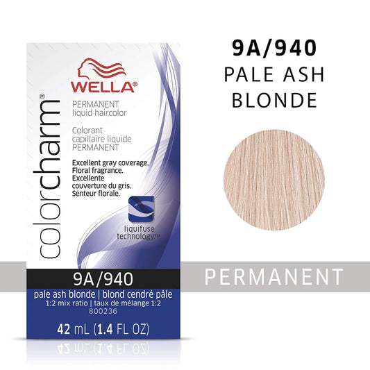 Wella Professionals Invigo Brilliance Color Protection Shampoo & Conditioner, For Fine Hair + Wella Colorcharm Permanent Liquid Hair Color For Gray Coverage, 9A Pale Ash Blonde