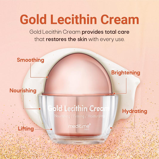 Meditime Gold Lecithin Cream | Facial Firming And Lifting Cream | Nourishing Collagen Cream For Dry Skin | Korean Skin Care | Night Care Cream For Wrinkle | 1.76 Fl Oz