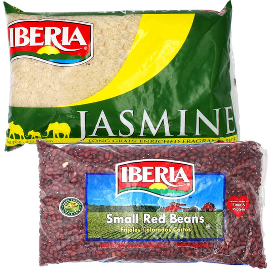 Iberia Jasmine Rice 5 lb. + Iberia Small Red Beans 4 lb. Bundle : Everything Else