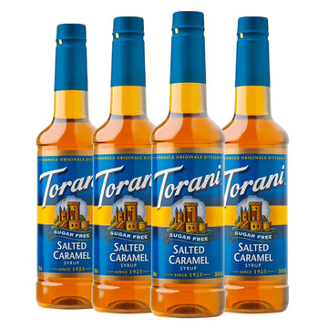 Torani Sugar-Free Syrup, Salted Caramel Syrup, 25.4 Fl Oz Bottle (Pack Of 4)