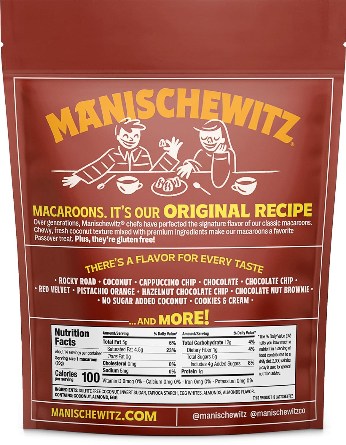 Manischewitz Almond Macaroons, 10 oz (2 Pack) | Coconut Macaroons | Resealable Bag | Dairy Free | Gluten Free Coconut Cookie | Kosher for Passover : Grocery & Gourmet Food