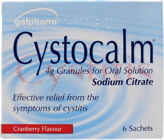 Cystitis Relief From Burning Pain, Cystocalm 6 Sachets 4G Granules Cranberry (Pack Of 2)
