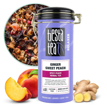 Tiesta Tea - Ginger Sweet Peach, Spicy Peach Herbal Tea, Premium Loose Leaf Tea Blend, Non Caffeinated Herbal Tea 50 Cups - 6 Ounce Refillable Tin