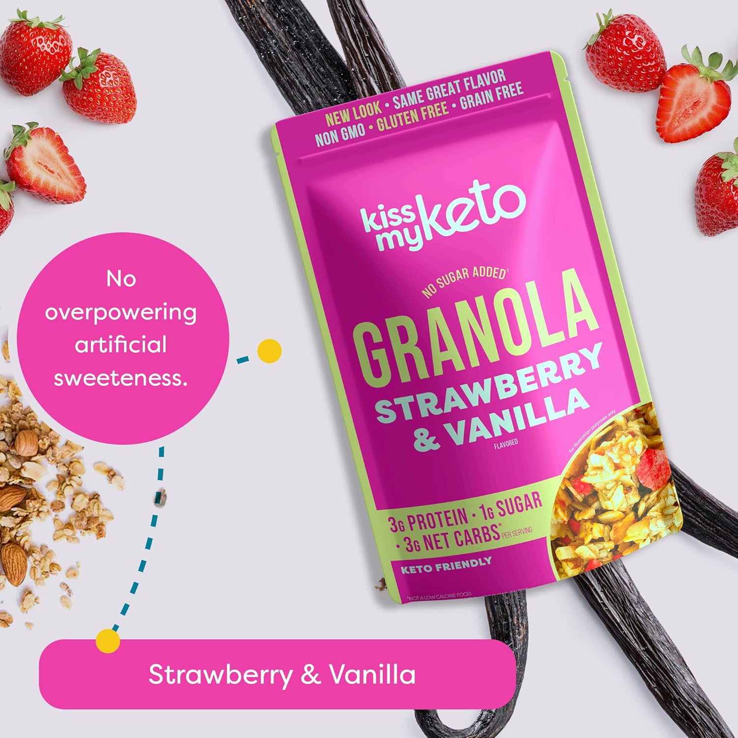 Kiss My Keto Granola Cereal – Salted Caramel Keto Granola Low Carb Cereal (2G-Net) Low Sugar Granola – Grain Free Granola Keto Cereal, Gluten Free Granola Protein Granola, Keto Nut Granola For Yogurt