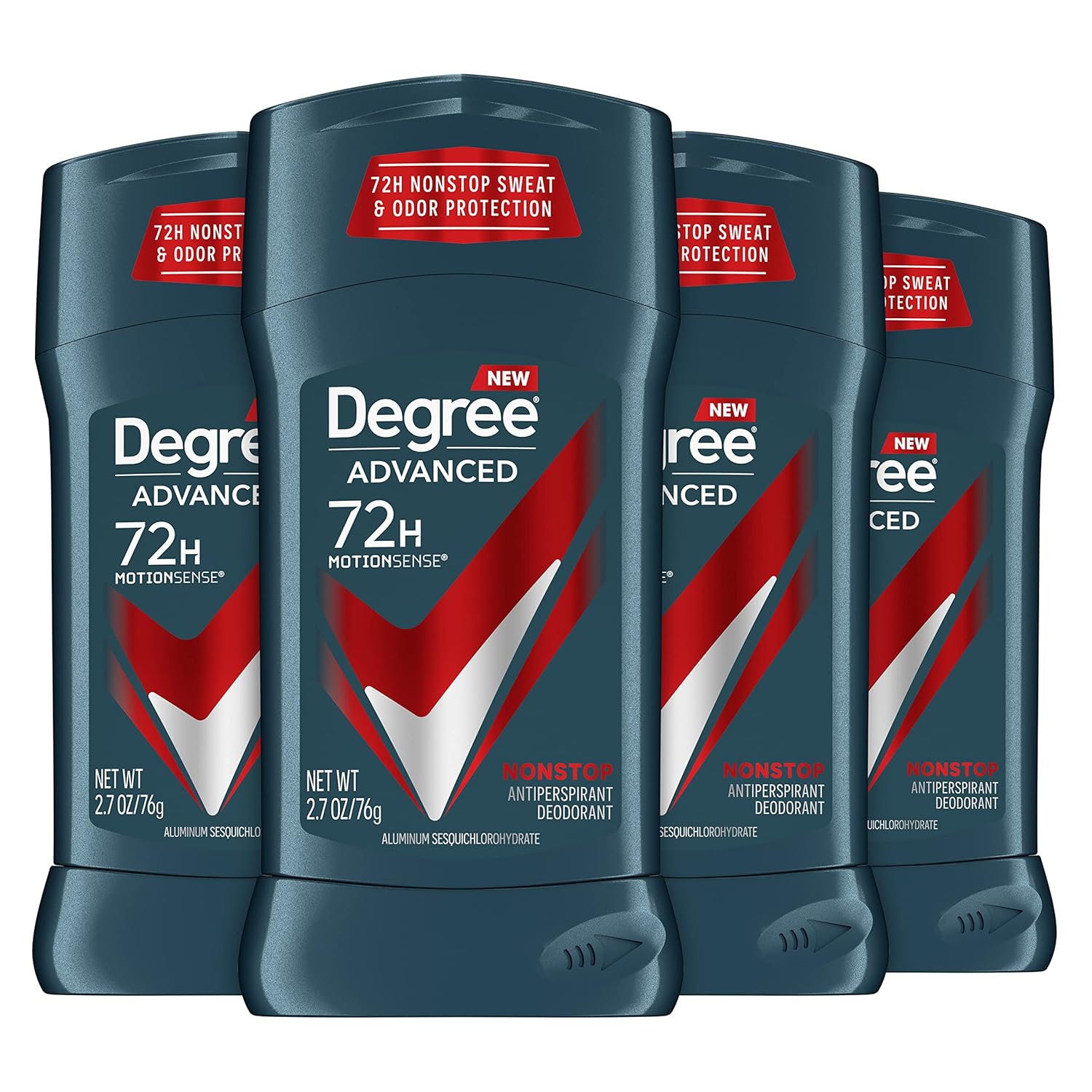 Degree Men Advanced Antiperspirant Deodorant 72H Sweat And Odor Protection Nonstop Claim: Deodorant For Men With Motionsense Technology 2.7 Oz 4 Count