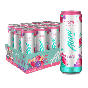 Alani Nu Watermelon Wave Sugar Free, Low Calorie Energy Drinks | 200Mg Caffeine | Pre Workout Performance With Antioxidants | Biotin B Vitamins | Zero Sugar | 10 Calories | 12 Fl Oz Cans (12 Pack)