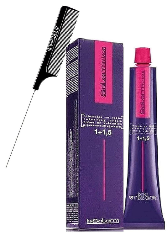 Salerm Cosmetics Vision Salermvision Permanent Cream Hair Color Dye (W/Sleek Steel Pin Rat Tail Comb) Haircolor Creme, Gray Coverage In 30 Minutes (6,6 - Reddish Dark Blond) : Beauty & Personal Care