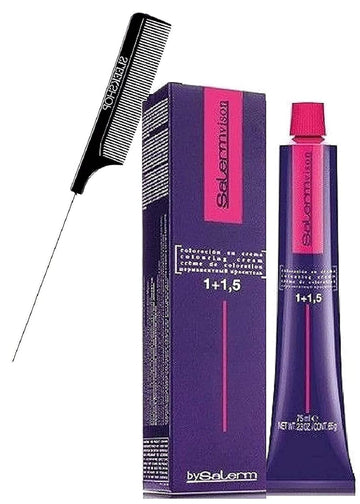 Salerm Cosmetics Vision Salermvision Permanent Cream Hair Color Dye (W/Sleek Steel Pin Rat Tail Comb) Haircolor Creme, Gray Coverage In 30 Minutes (7,6 - Reddish Blond) : Beauty & Personal Care