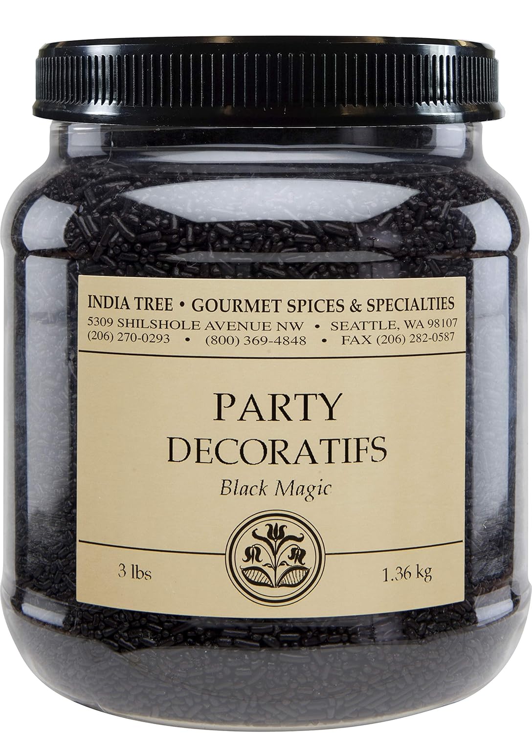 India Tree, Black Magic Sugar Sprinkles, Canister | Party Decoratifs For Baking And Decorating | 3.0 Lb (Pack Of 1)