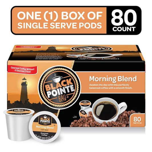 Black Pointe Bay Coffee Morning Blend, Light Roast, 80 Count, Single Serve Coffee Pods For Keurig K-Cup Brewers