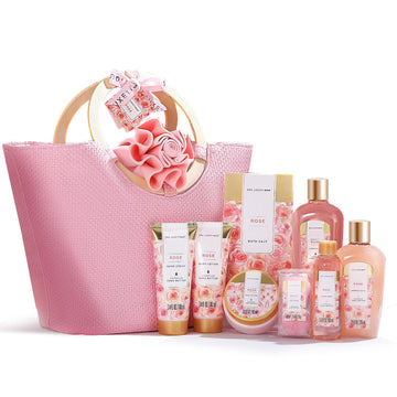 Spa Luxetique Bath Gift Sets For Women Lavender Body Care Baskets - 10 Pcs Relaxing Holiday Birthday Mothers Day Gifts For Her