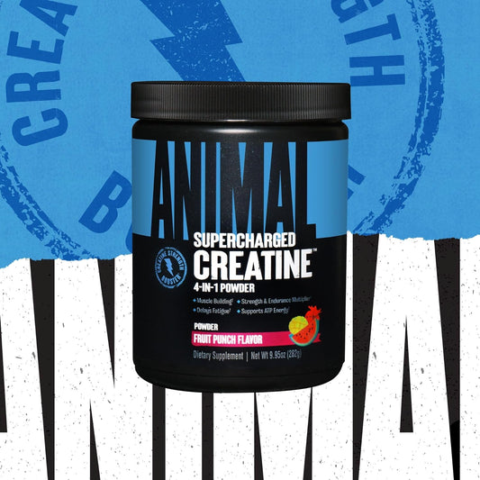 Animal Supercharged Creatine Powder - Creatine Monohydrate Post Workout Muscle Recovery Supplement Plus Endurance Betaine Anhydrous, Senactiv, And Purpleforce To Delay Fatigue, Fruit Punch