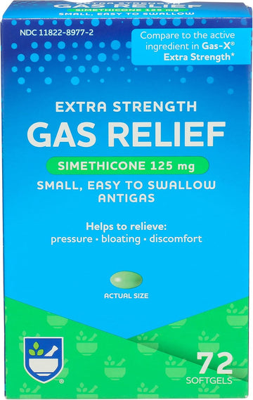 Rite Aid Gas Relief Extra Strength Softgels, Simethicone 125 Mg - 72 Softgels, For Bloating And Gas Relief