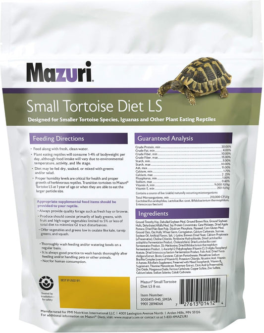 Mazuri | Small Tortoise Ls Low-Starch Tortoise Food | 8 Ounce (8 Oz) Bag