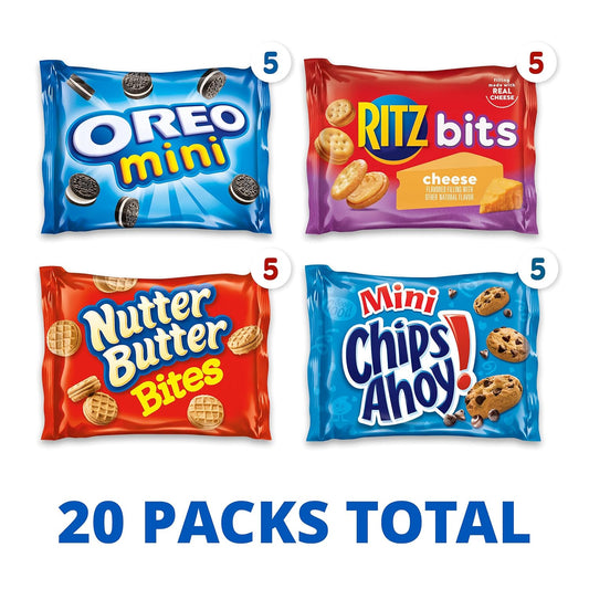 Nabisco Classic Mix Variety Pack, Oreo Mini, Chips Ahoy! Mini, Nutter Butter Bites, Ritz Bits Cheese, 20 - 1 Oz Snack Packs