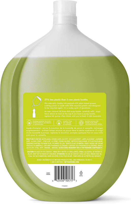 Method Dish Soap, Refill, Lime + Sea Salt, Recylable Bottle, Biodegradable Formula, Tough on Grease, 54 Fl Oz (Pack of 2)