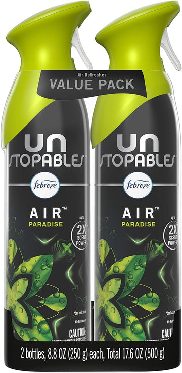 Febreze Air Odor-Eliminating Air Freshener, UNSTOPPABLES Paradise Scent (New), 2 Ct, 8.8 Fl Oz Each (17.6 Fl oz Total)