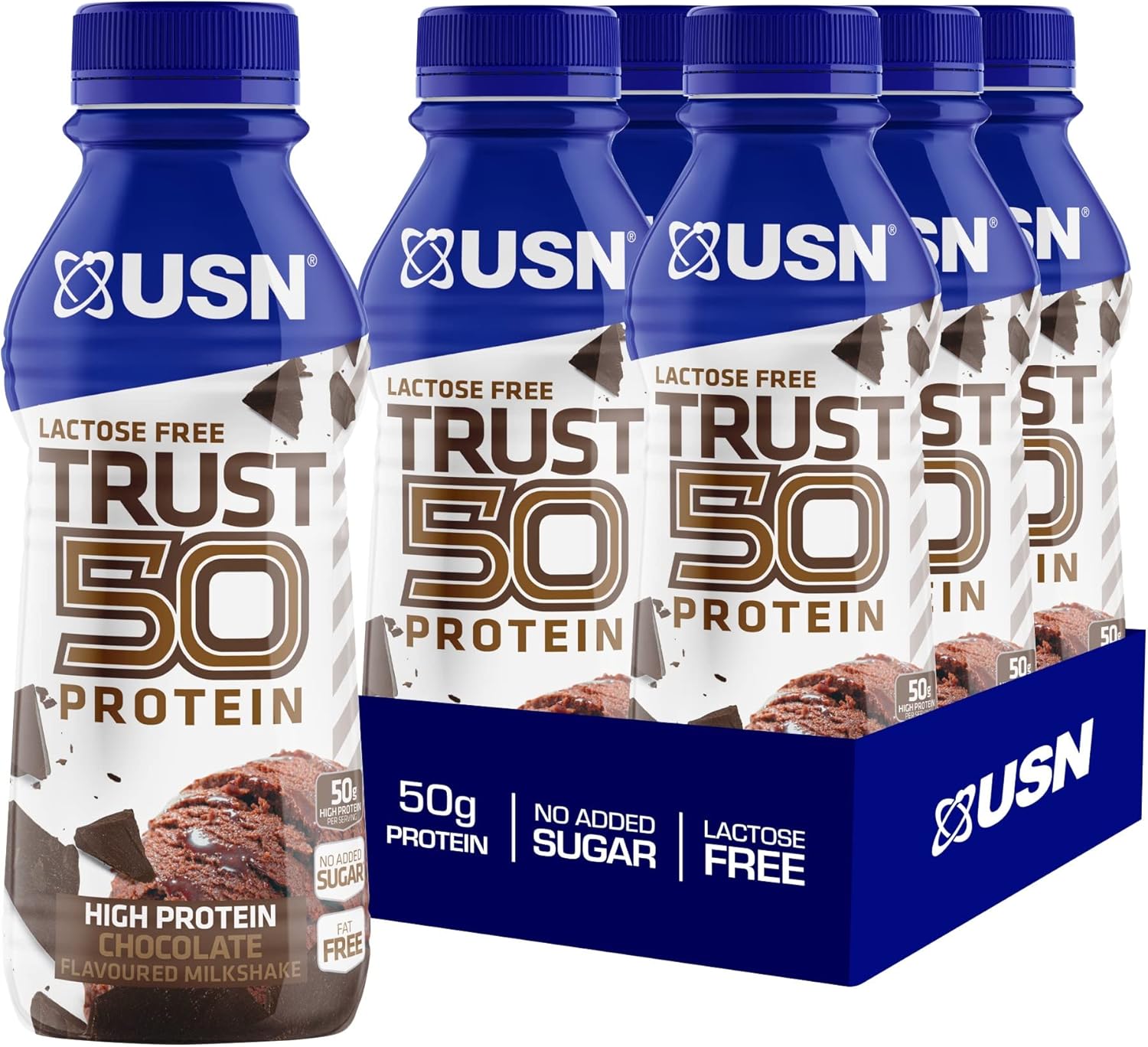 USN Trust 50 Pre-mixed & Ready to Drink Protein Shake Bottles: 6 x 500 ml Chocolate High Protein Recovery Drinks : Amazon.co.uk: Health & Personal Care