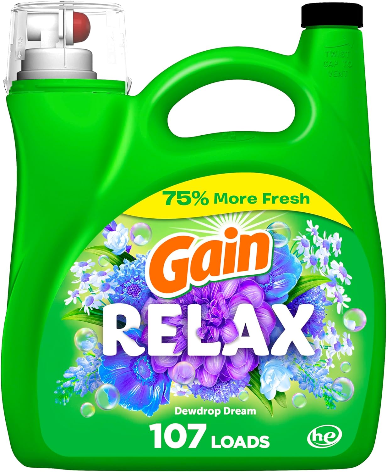 Gain Liquid Laundry Detergent, Relax, He Compatible, 154 Fl Oz, 107 Loads