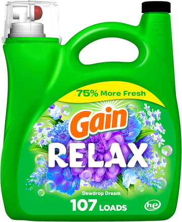 Gain Liquid Laundry Detergent, Relax, He Compatible, 154 Fl Oz, 107 Loads