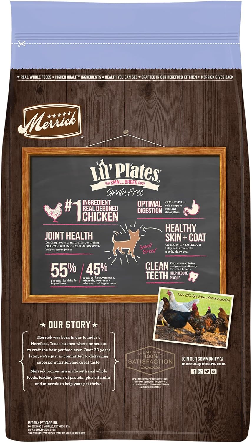 Merrick Lil’ Plates Premium Grain Free Dry Puppy Food For Small Dogs, Real Chicken And Sweet Potato Kibble - 4.0 lb. Bag : Pet Supplies
