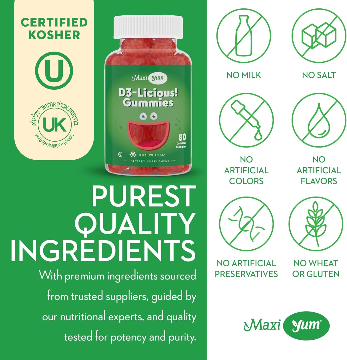 Maxi Health Vitamin D Gummies (60 Gummies) : Health & Household