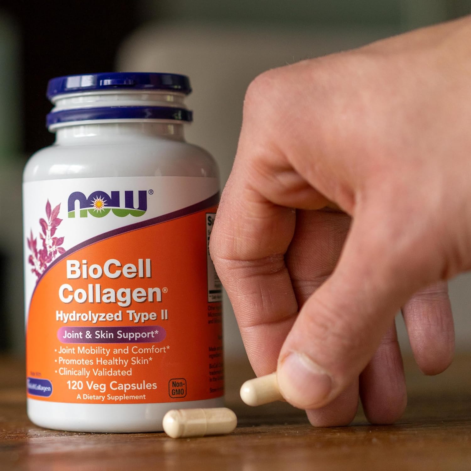 NOW Foods Supplements, BioCell Collagen® Hydrolyzed Type II, Clinically Validated, 120 Veg Capsules : Health & Household