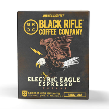 Black Rifle Coffee Company Electric Eagle Espresso, Medium Roast Coffee Rounds, 22 Single Serve Coffee Pods