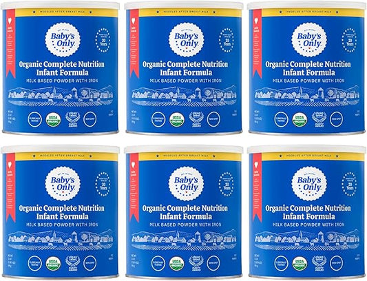 Baby's Only Organic Complete Nutrition Infant Formula, Milk Based Powder with Iron, Modeled After Breast Milk, Newborn to 12 Months Old, 21 oz, Flavor;Premium