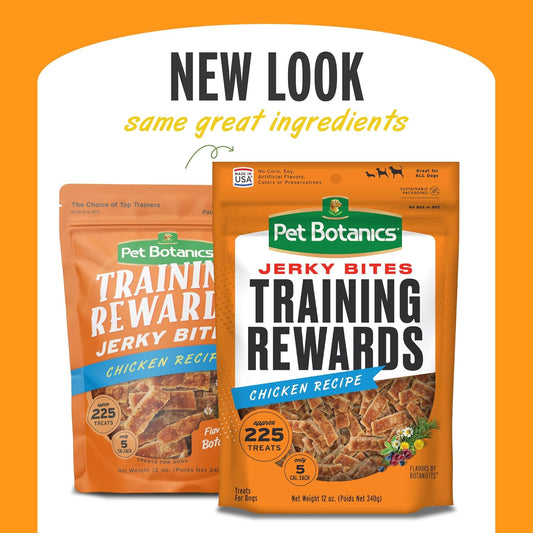 Pet Botanics 12 Oz. Pouch Training Rewards Jerky Bites, Chicken Recipe, With 225 Treats Per Bag, The Choice Of Top Trainers