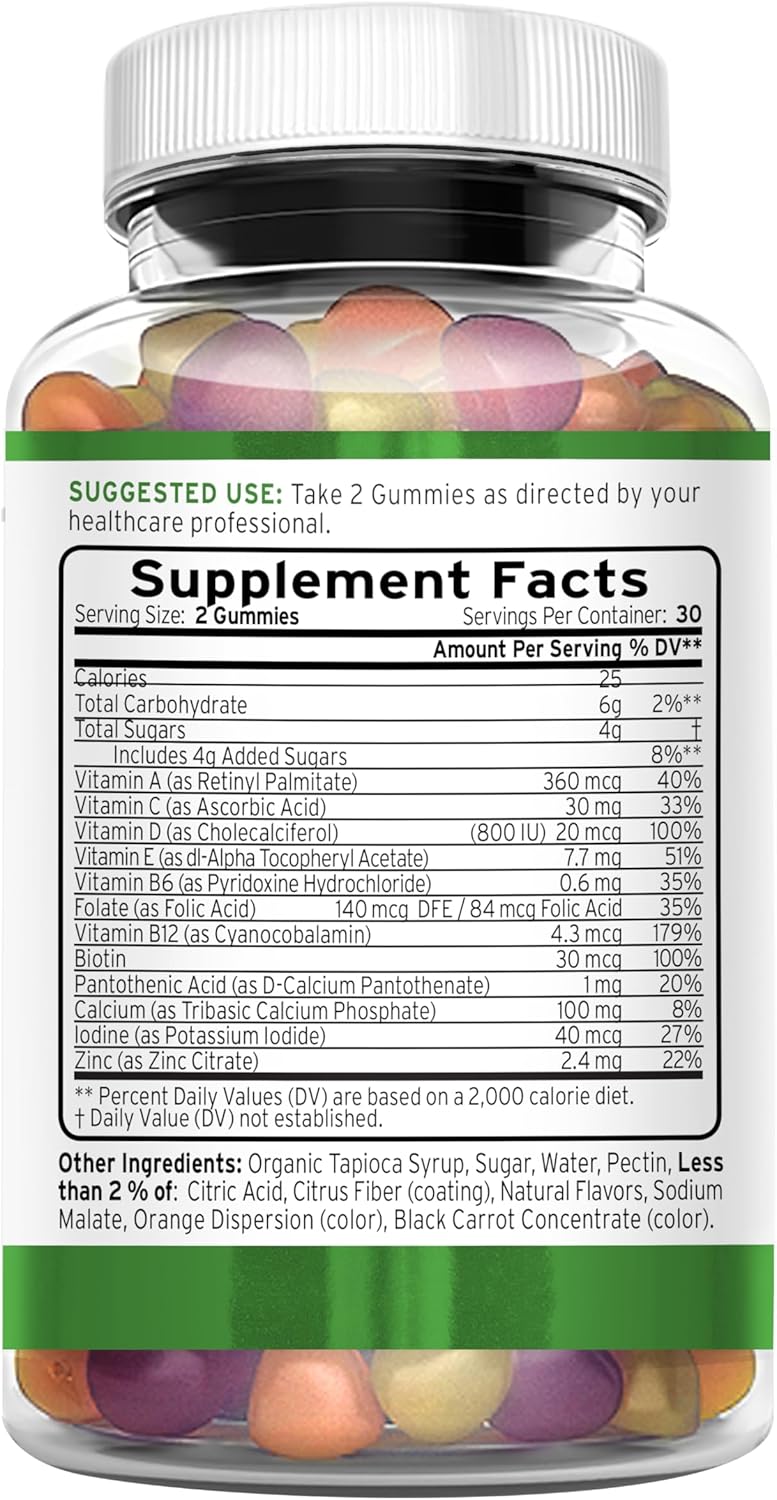 Trio Nutrition Daily Multivitamin Gummies For Men & Women - Natural Fruit Flavor With Essential Vitamins A, B, C, D, E & Zinc - Gluten-Free Immune Support & Energy Boost Supplement