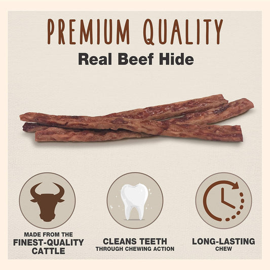 Cadet Premium Grade Beef Hide For Dogs, Long Lasting Rawhide Munchy Flat Bars, Single Ingredient Dog Chews, 6.5 Inch (50 Count)