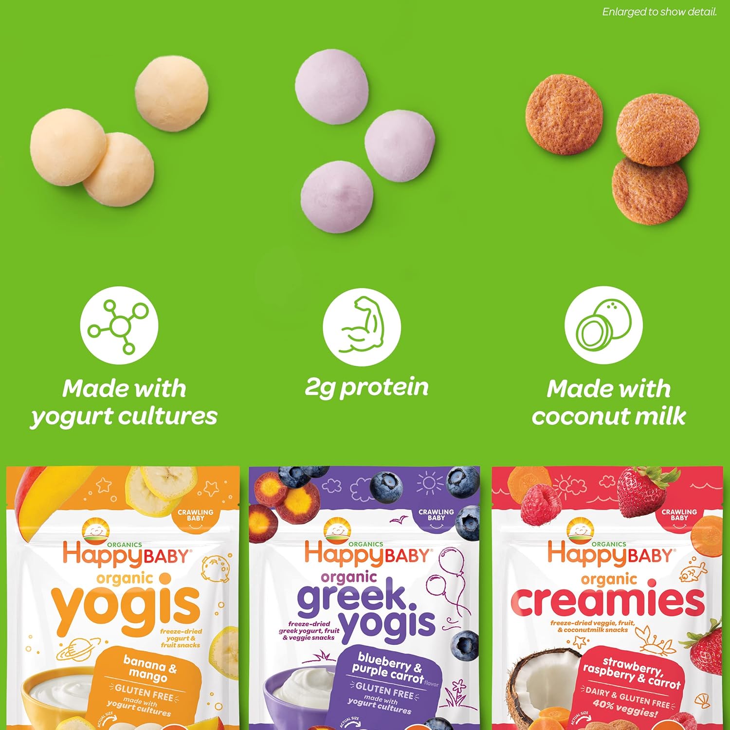 Happy Baby Organics Creamies Freeze-Dried Veggie & Fruit Snacks With Coconut Milk, Strawberry Raspberry & Carrot, 1 Ounce (Pack Of 1)