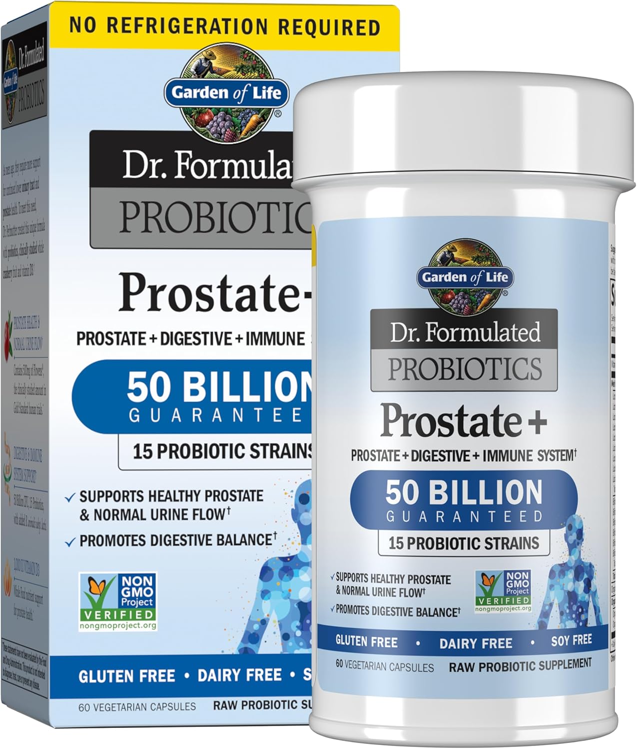 Garden Of Life Dr. Formulated Probiotics Prostate+ - Acidophilus And Probiotic Supports Healthy Prostate And Digestive Balance - Gluten, Dairy, And Soy-Free - 60 Vegetarian Capsules