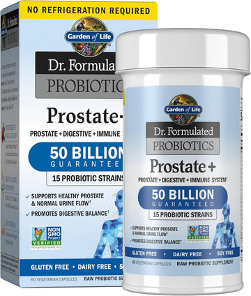Garden Of Life Dr. Formulated Probiotics Prostate+ - Acidophilus And Probiotic Supports Healthy Prostate And Digestive Balance - Gluten, Dairy, And Soy-Free - 60 Vegetarian Capsules
