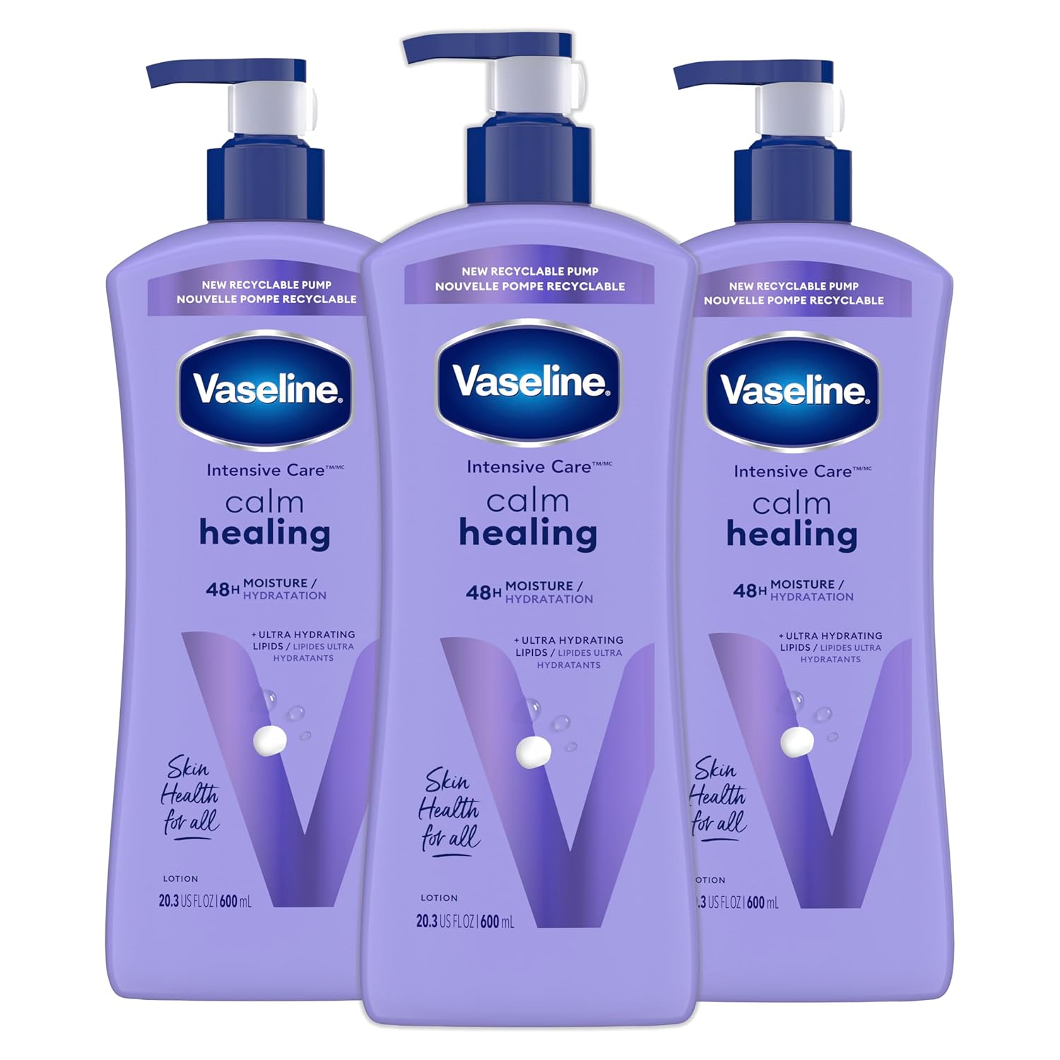 Vaseline Intensive Care Calm Healing Body Lotion 4 Count For Dry Skin Lotion Made With Ultra-Hydrating Lipids And Lavender Extract To Heal And Restore Dry Skin 20.3 Oz