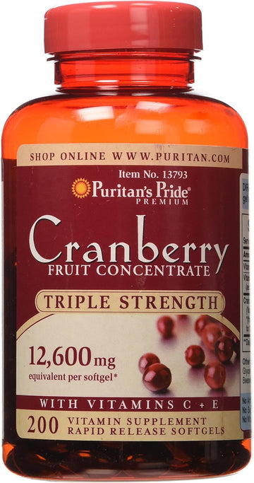 Puritan's Pride Triple Strength Cranberry Fruit Concentrate 12,600 Mg, 200 Count