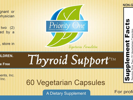 Priority One Vitamins Thyroid Support 60 Vegetarian Capsules - Vegetarian Support of The Thyroid Gland