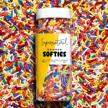 Rainbow Softies Natural Sprinkles By Supernatural, Made In Usa, No Artificial Dyes, Soy Free, Gluten Free, Corn Free, Vegan, 3Oz