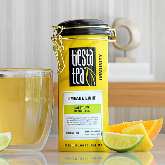 Tiesta Tea - Limeade Livin - Sweet Lime Herbal Tea - Loose Leaf Tea Blend - Non Caffeinated Fruit Tea - Make Hot Or Iced Tea Up To 50 Cups - 4 Oz Refillable Tin