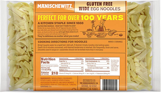 Manischewitz Gluten Free Wide Egg Noodles, (3 Pack, 12 oz each) Yolk Free, Kosher For Passover and All Year Round Use : Books